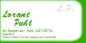 lorant puhl business card